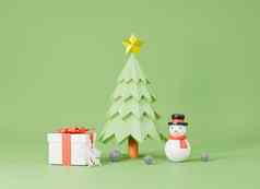 快乐一年圣诞节一天美丽的圣诞节树礼物盒子岁雪人假期问候卡