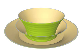 绿色米色陶瓷晚餐板碗插图