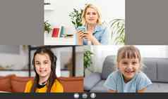孩子们视频会议导师移动PC首页距离教育概念
