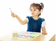 女孩油漆水彩画表格