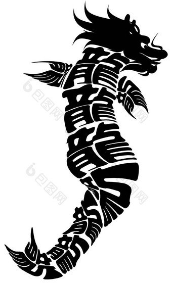 中国人海蛾鱼黑色的白色剪纸艺术