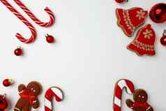 糖果拐杖红色的圣诞节装饰物白色