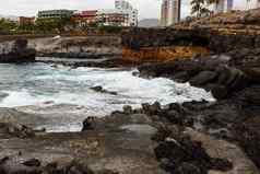 热带岛tenerife海岸西班牙语城市大西洋海洋全景城市海滩岛tenerife背景颜色梯度粮食声音效果