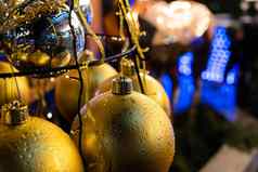 圣诞节装饰黄金玻璃球