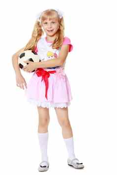 女孩玩足球球