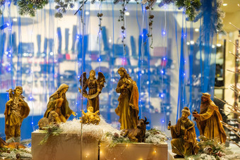 传统的圣诞节装饰基督诞生场景