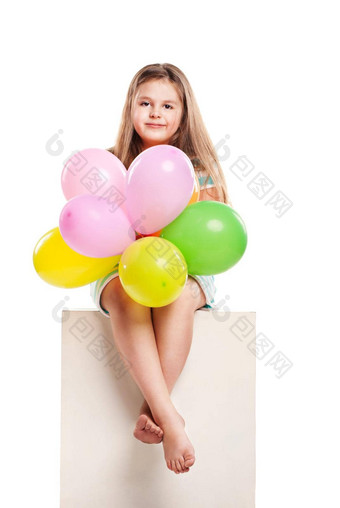 孤立的图片女孩气球