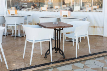 咖啡馆咖啡商店酒馆餐厅概念空表餐厅小时欧洲小镇
