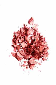 粉化妆品矿物有机眼影脸红压碎化妆品产品孤立的白色背景化妆美横幅平铺设计