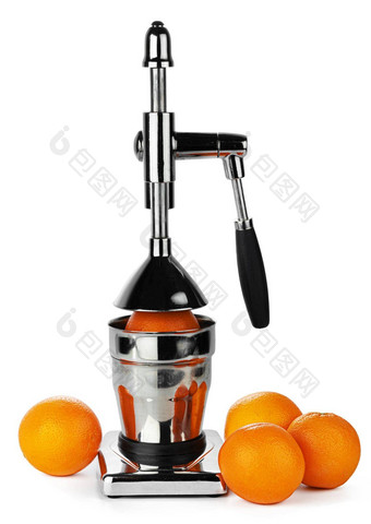 机械师<strong>榨汁机</strong>柑橘类水果孤立的白色