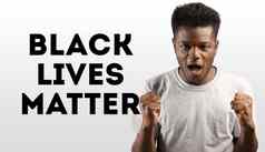黑色的生活事反种族主义概念黑色的男人。肖像