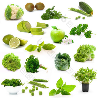 绿色蔬菜水果白色背景