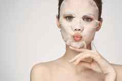 女人化妆品面具面部皮肤护理复兴