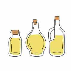 手画草图集合橄榄石油瓶设计元素