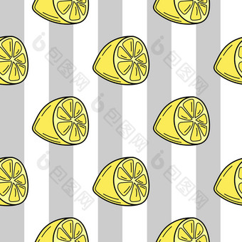 手绘柠檬条纹无缝的背景卡通背景