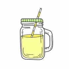 黄色的柠檬水玻璃Jar新鲜的夏天喝