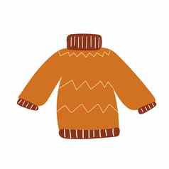 向量温暖的针织羊毛套衫卡通图标冷天气服装
