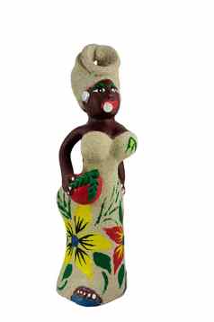 粘土小雕像古巴女人雪茄