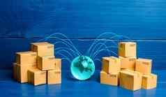 盒子连接地球概念交付货物产品世界国际运输货物业务全球化航运运费分布