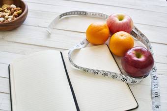 记事本表格测量磁带水果早餐营养健身