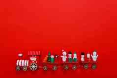 圣诞节玩具火车红色的假期概念圣诞节背景