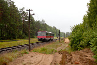 铁路<strong>客车</strong>通过森林