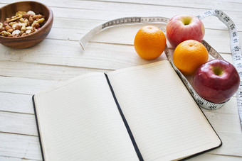 记事本表格测量磁带水果早餐营养健身