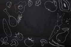 食物画粉笔黑板上