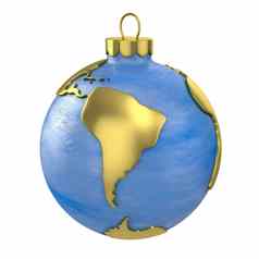 圣诞节球形状的全球地球南美国部分