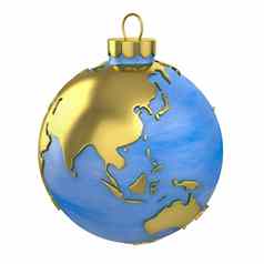 圣诞节球形状的全球地球亚洲部分