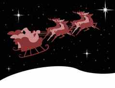 圣诞老人老人雪橇明亮的明星午夜天空