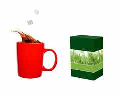 热杯茶糖多维数据集茶盒子