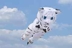 风筝形状的白色老虎幼崽