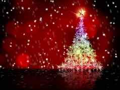 色彩斑斓的雪圣诞节树