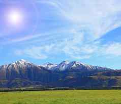 雪山南部高山阿尔卑斯山脉新西兰太阳