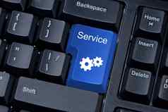 服务蓝色的按钮电脑键盘互联网概念