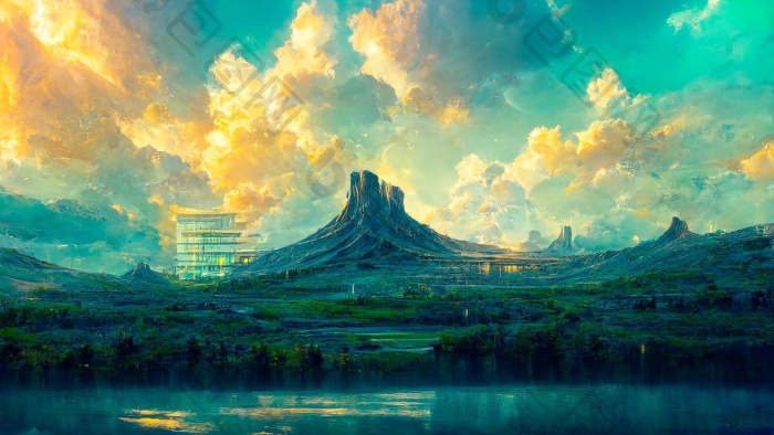 山幻想景观平原高山幻想风格图片-包图网企业站