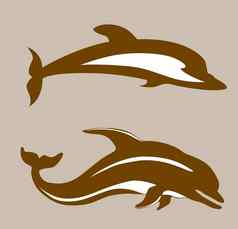 海豚棕色（的）背景向量插图