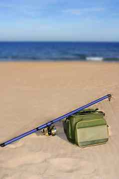 钓鱼surfcasting杆盒子海滩沙子