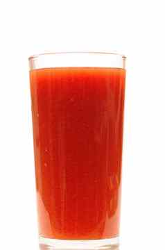 番茄汁玻璃孤立的白色背景