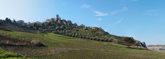 废墟中世纪的城堡山西西里意大利