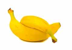 交织在一起一对黄色的香蕉孤立的