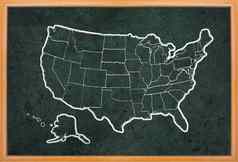 美国地图画难看的东西黑板上