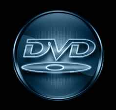 Dvd图标黑暗蓝色的孤立的黑色的背景