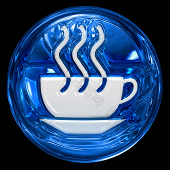<strong>咖啡</strong>杯图标蓝色的孤立的黑色的背景