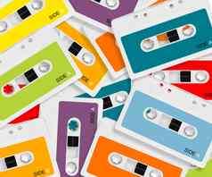 彩色的音频卡式录音带
