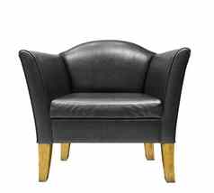 昂贵的黑色的皮革扶手椅