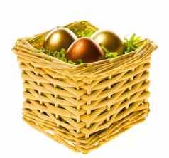 复活节篮子黄金鸡蛋