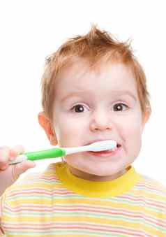 孩子牙科牙刷刷牙牙齿孤立的