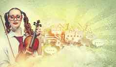 年轻的女人小提琴家